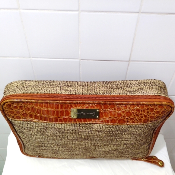 Samantha Brown Tweed Travel Case Toiletry Makeup Accessories Bag Valise 14"x10" - Picture 9 of 16